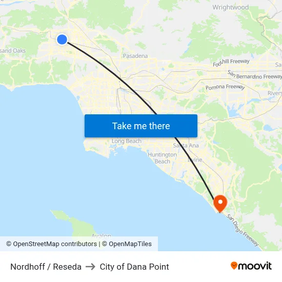 Nordhoff / Reseda to City of Dana Point map