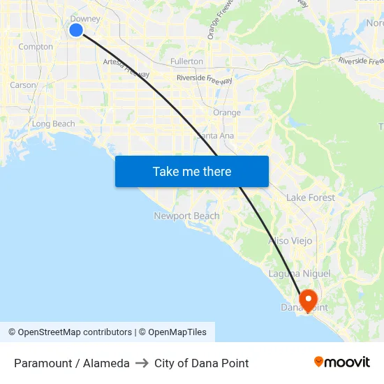 Paramount / Alameda to City of Dana Point map