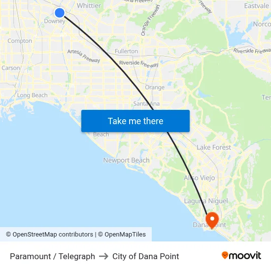 Paramount / Telegraph to City of Dana Point map