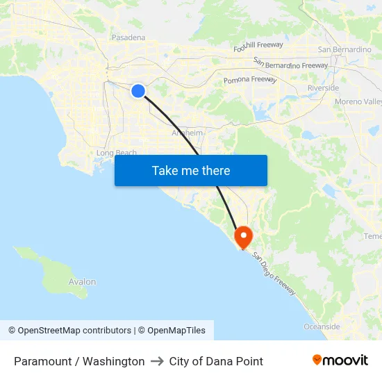 Paramount / Washington to City of Dana Point map