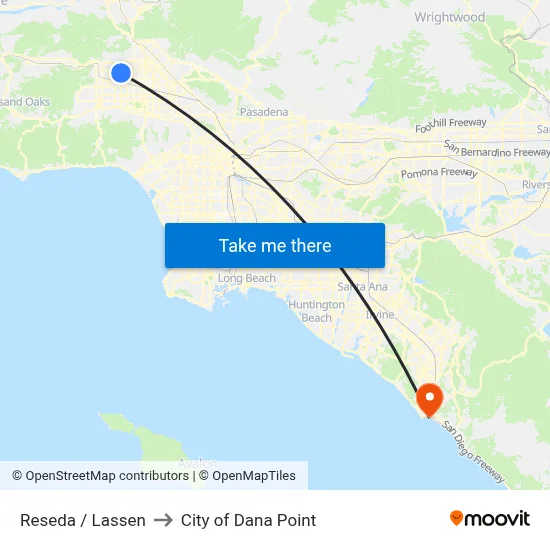 Reseda / Lassen to City of Dana Point map