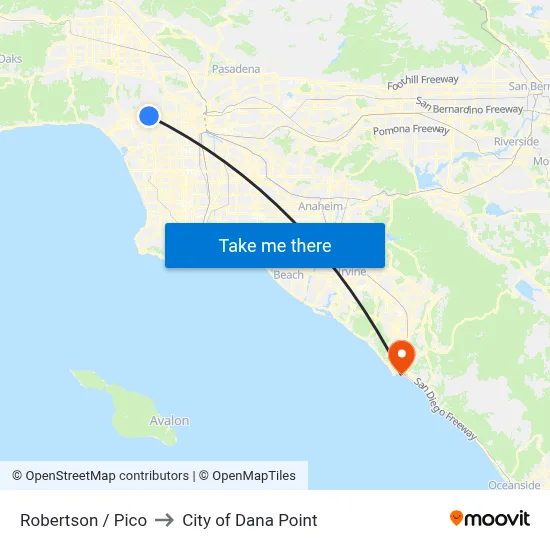 Robertson / Pico to City of Dana Point map