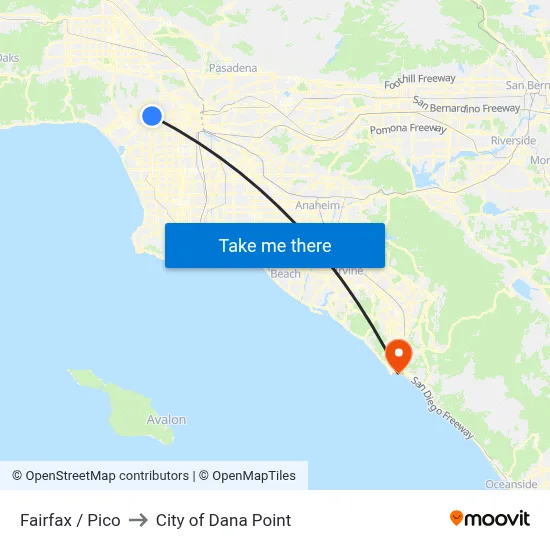 Fairfax / Pico to City of Dana Point map