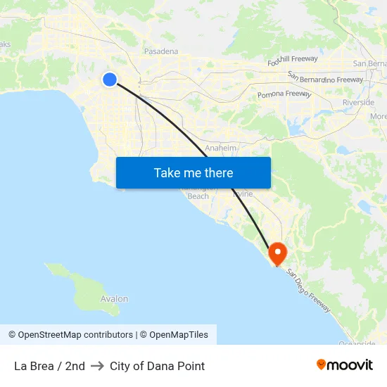 La Brea / 2nd to City of Dana Point map