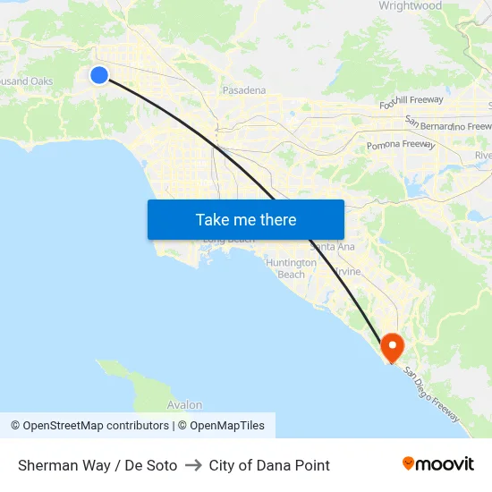 Sherman Way / De Soto to City of Dana Point map