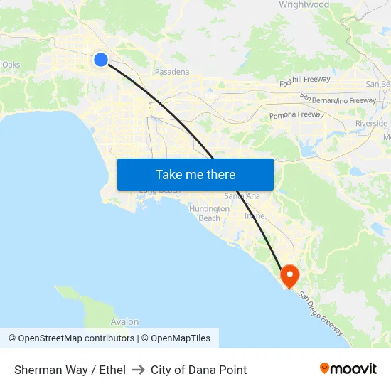 Sherman Way / Ethel to City of Dana Point map