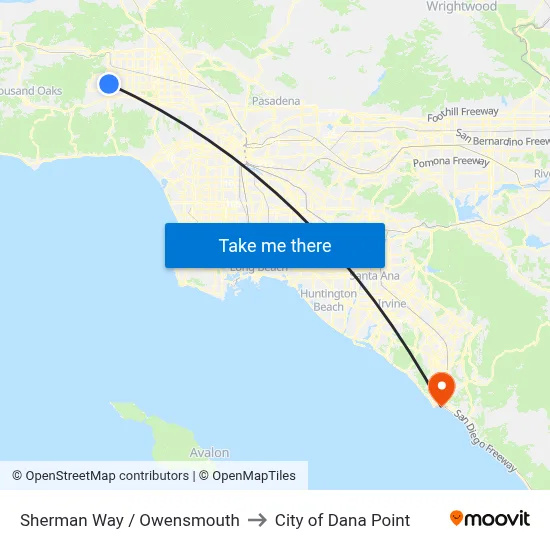 Sherman Way / Owensmouth to City of Dana Point map