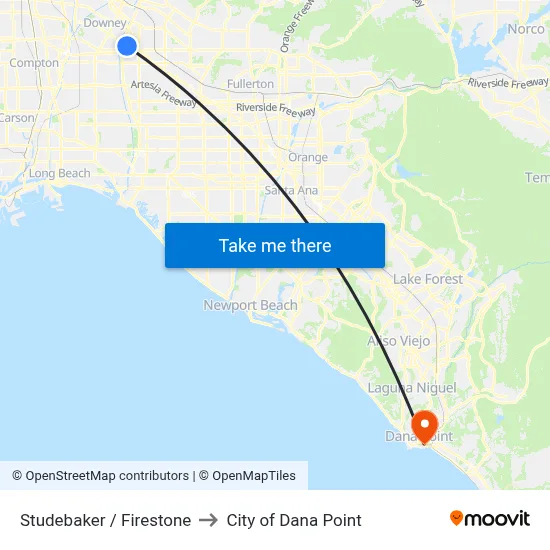 Studebaker / Firestone to City of Dana Point map