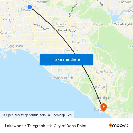 Lakewood / Telegraph to City of Dana Point map