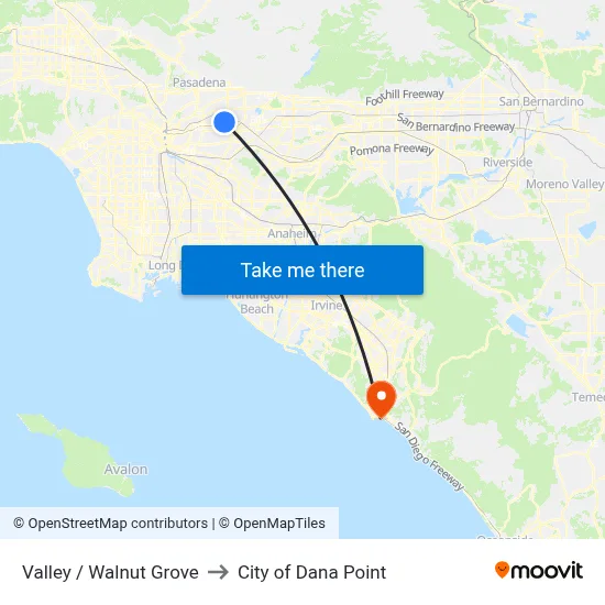 Valley / Walnut Grove to City of Dana Point map