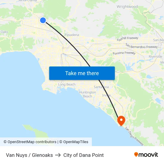 Van Nuys / Glenoaks to City of Dana Point map