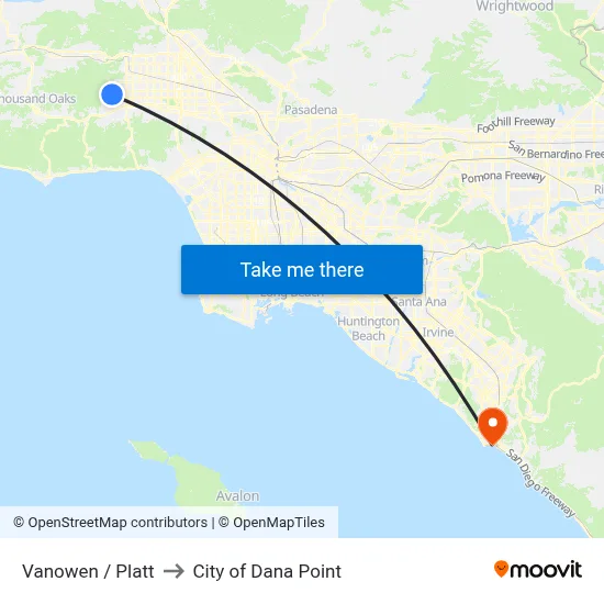 Vanowen / Platt to City of Dana Point map
