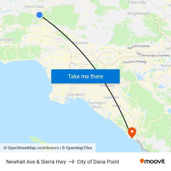 Newhall Ave & Sierra Hwy to City of Dana Point map