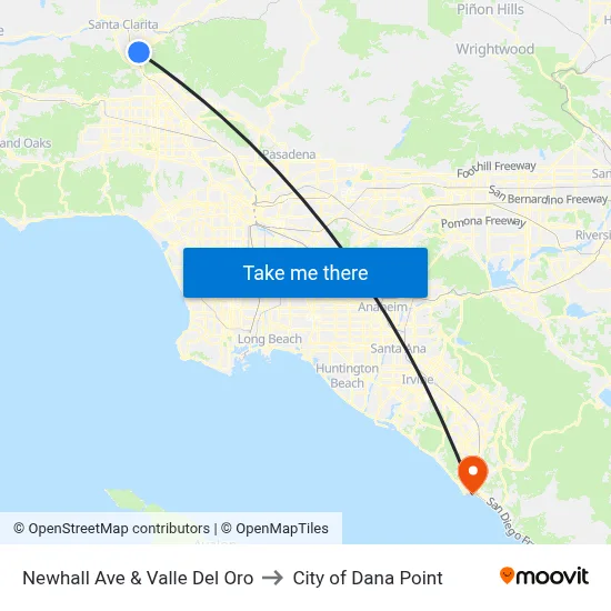 Newhall Ave & Valle Del Oro to City of Dana Point map