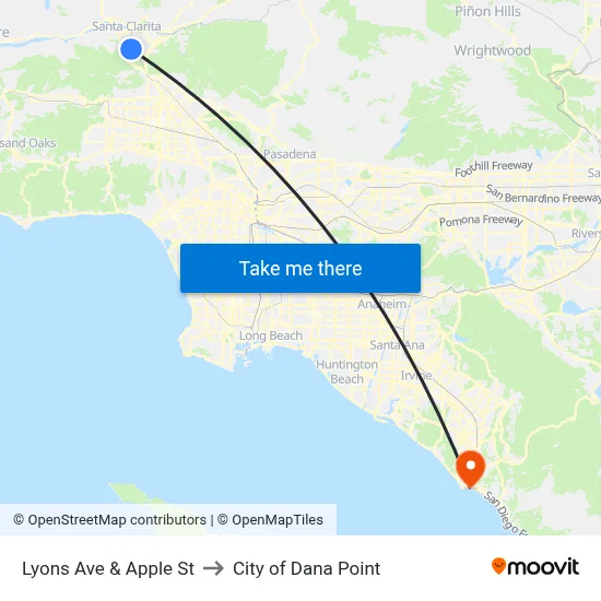 Lyons Ave & Apple St to City of Dana Point map