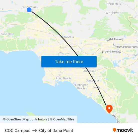 COC Campus to City of Dana Point map