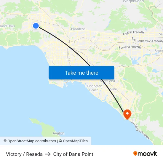 Victory / Reseda to City of Dana Point map