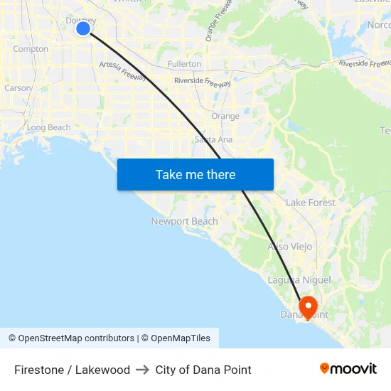 Firestone / Lakewood to City of Dana Point map