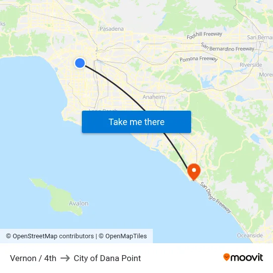 Vernon / 4th to City of Dana Point map
