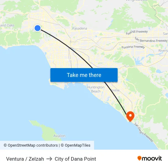 Ventura / Zelzah to City of Dana Point map