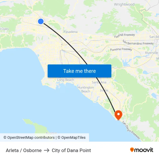 Arleta / Osborne to City of Dana Point map