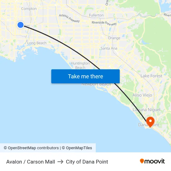 Avalon / Carson Mall to City of Dana Point map