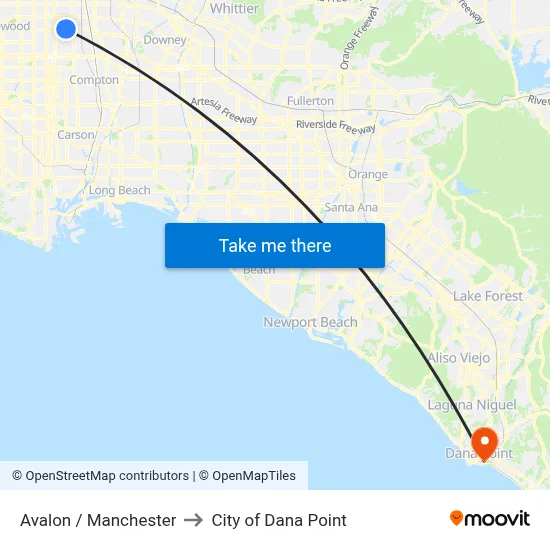 Avalon / Manchester to City of Dana Point map