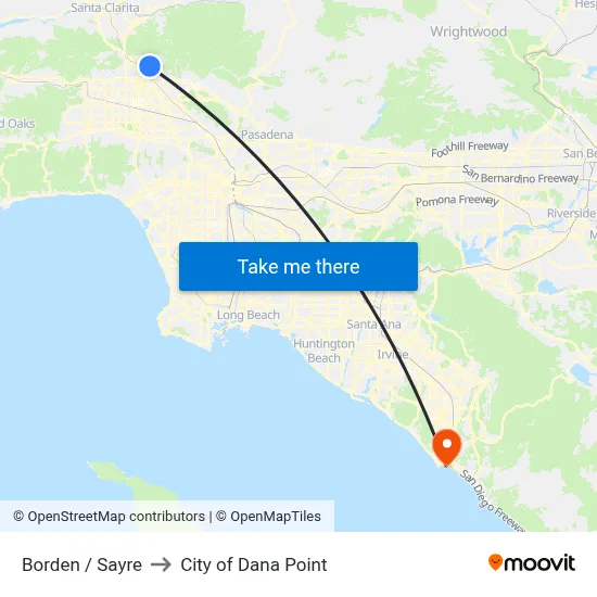 Borden / Sayre to City of Dana Point map