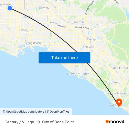 Century / Village to City of Dana Point map