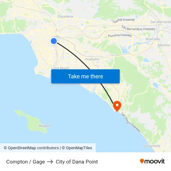 Compton / Gage to City of Dana Point map