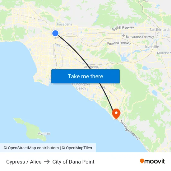 Cypress / Alice to City of Dana Point map