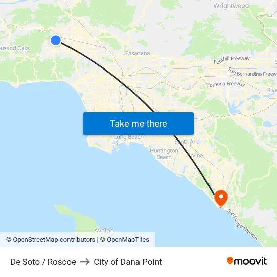 De Soto / Roscoe to City of Dana Point map
