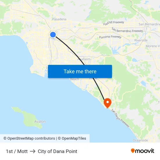 1st / Mott to City of Dana Point map