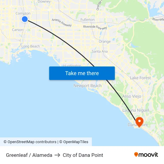 Greenleaf / Alameda to City of Dana Point map