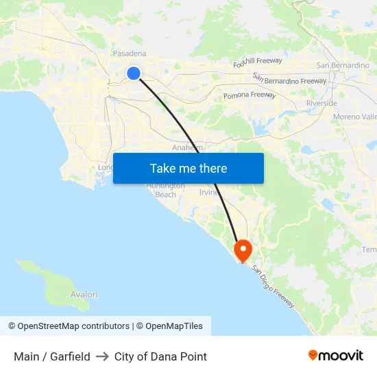 Main / Garfield to City of Dana Point map