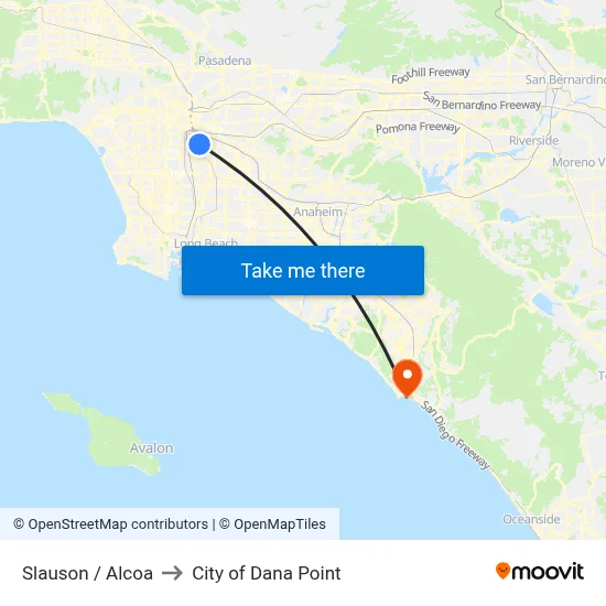 Slauson / Alcoa to City of Dana Point map