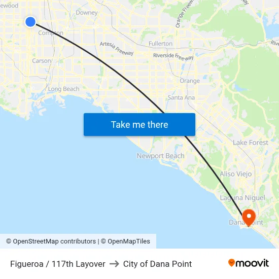 Figueroa / 117th Layover to City of Dana Point map