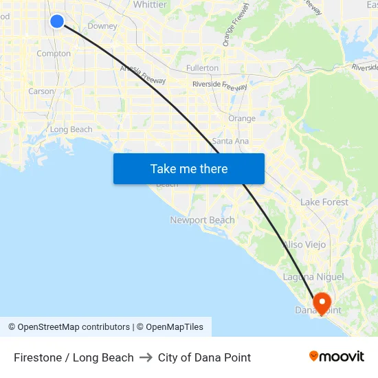 Firestone / Long Beach to City of Dana Point map