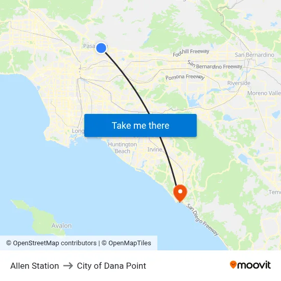 Allen Station to City of Dana Point map
