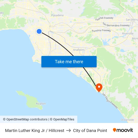 Martin Luther King Jr / Hillcrest to City of Dana Point map
