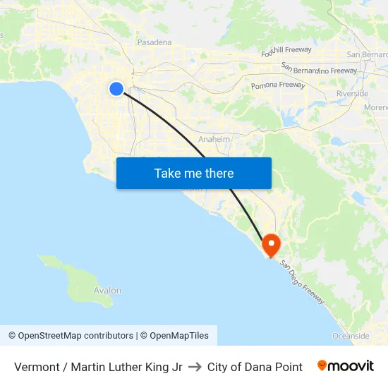 Vermont / Martin Luther King Jr to City of Dana Point map