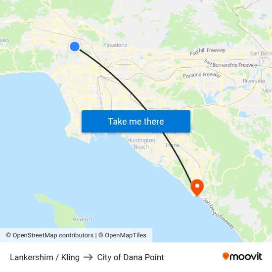 Lankershim / Kling to City of Dana Point map