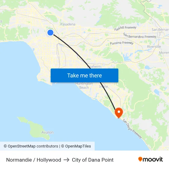 Normandie / Hollywood to City of Dana Point map