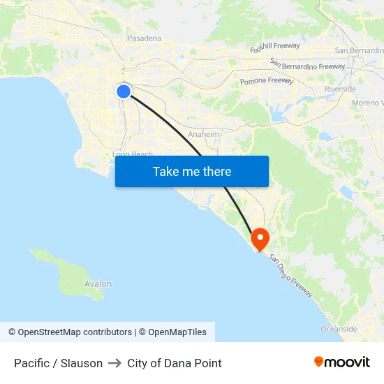 Pacific / Slauson to City of Dana Point map