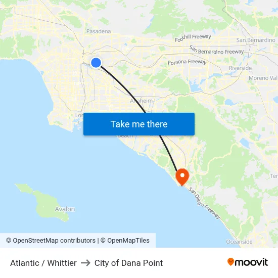 Atlantic / Whittier to City of Dana Point map