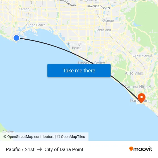 Pacific / 21st to City of Dana Point map