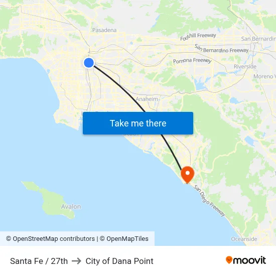 Santa Fe / 27th to City of Dana Point map