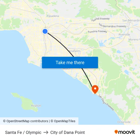 Santa Fe / Olympic to City of Dana Point map