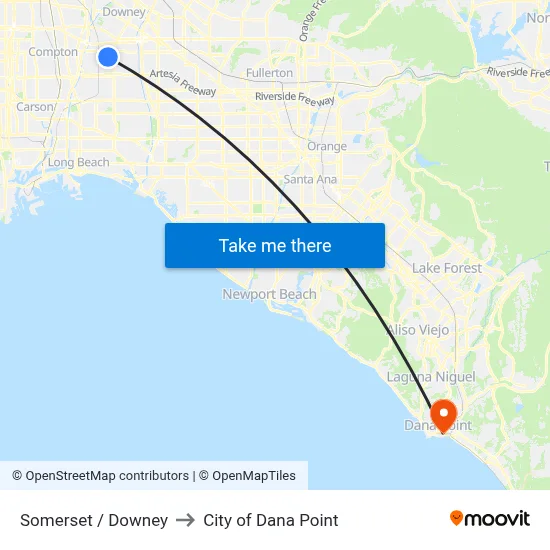 Somerset / Downey to City of Dana Point map