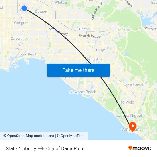 State / Liberty to City of Dana Point map